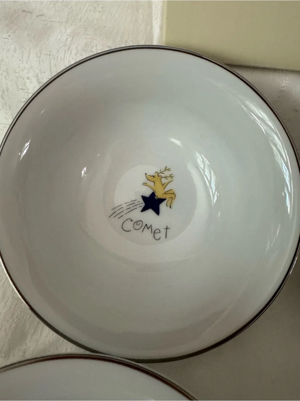 Vintage Pottery Barn Reindeer Cereal Bowls - Set of 4